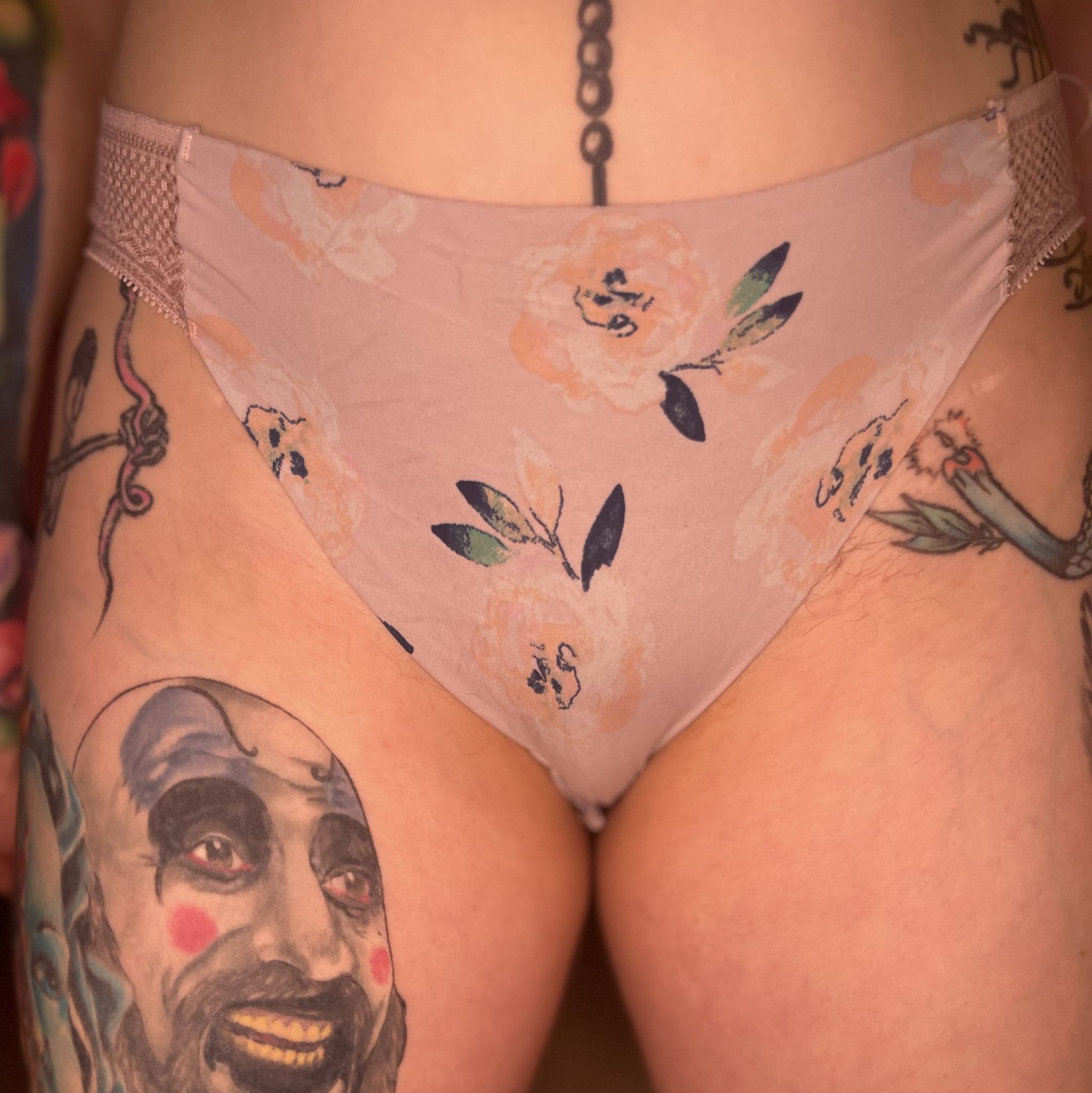 Leftover Worn Pink Flower College Panties