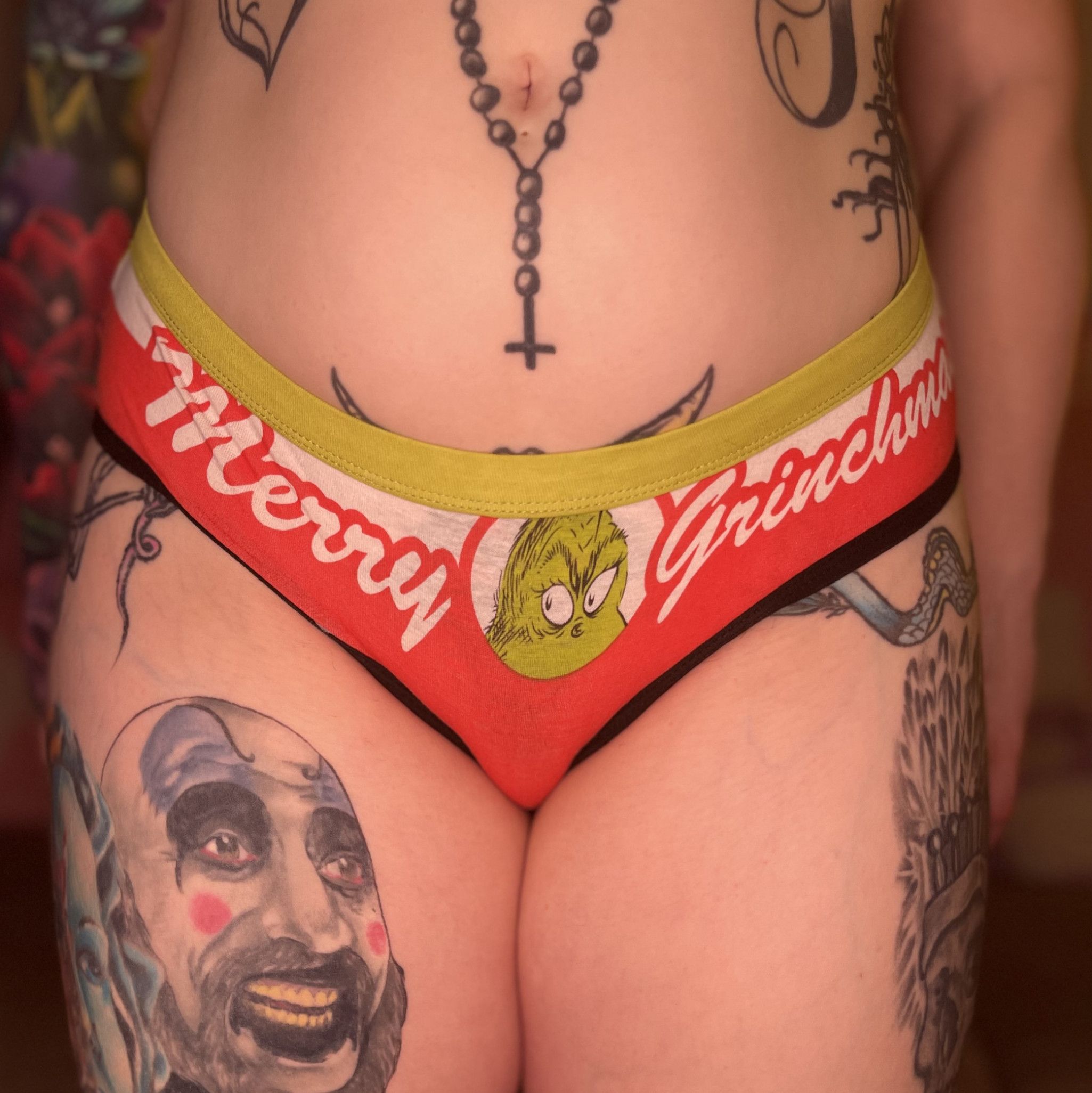 College Christmas worn cheeky bikini panties