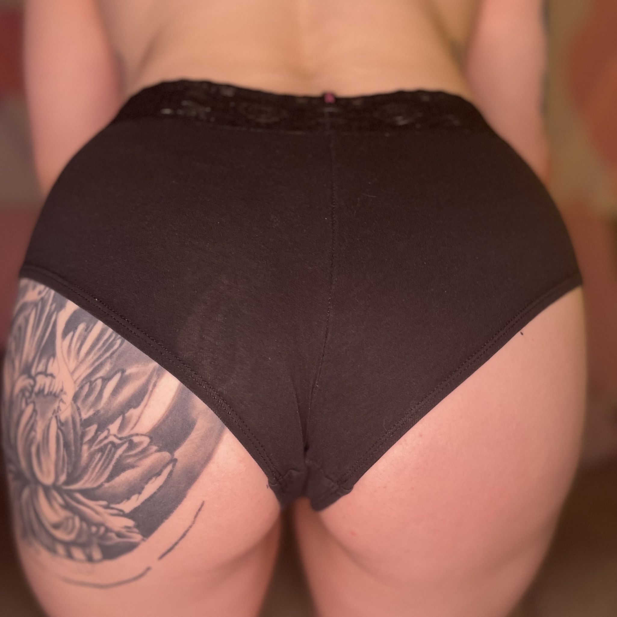 black lacey cheeky worn booty short panties