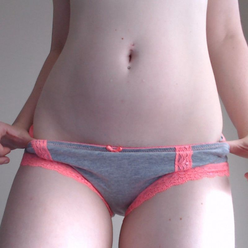 Pink and grey lace panties