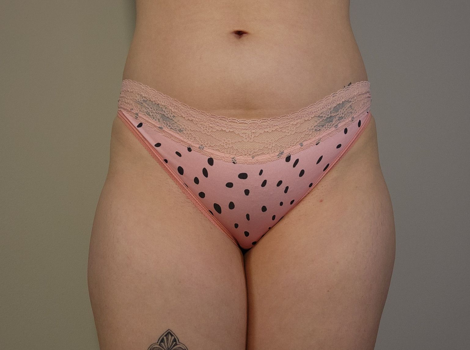 Pink Thong with Lace and Polka Dots