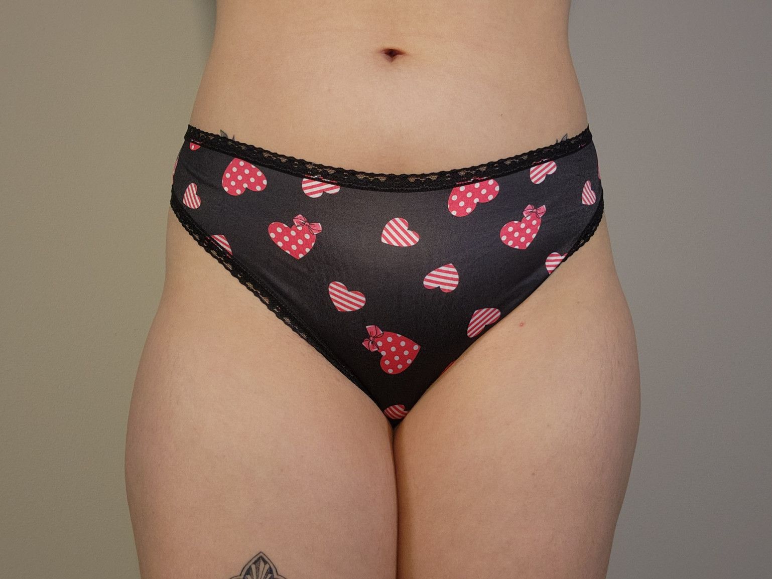 Black Thong with Hearts