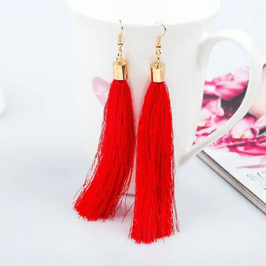 Long red earrings