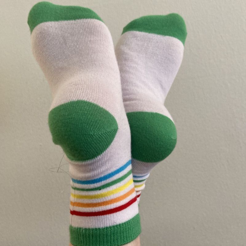 RAINBOW WHITE AND GREEN SOCKS