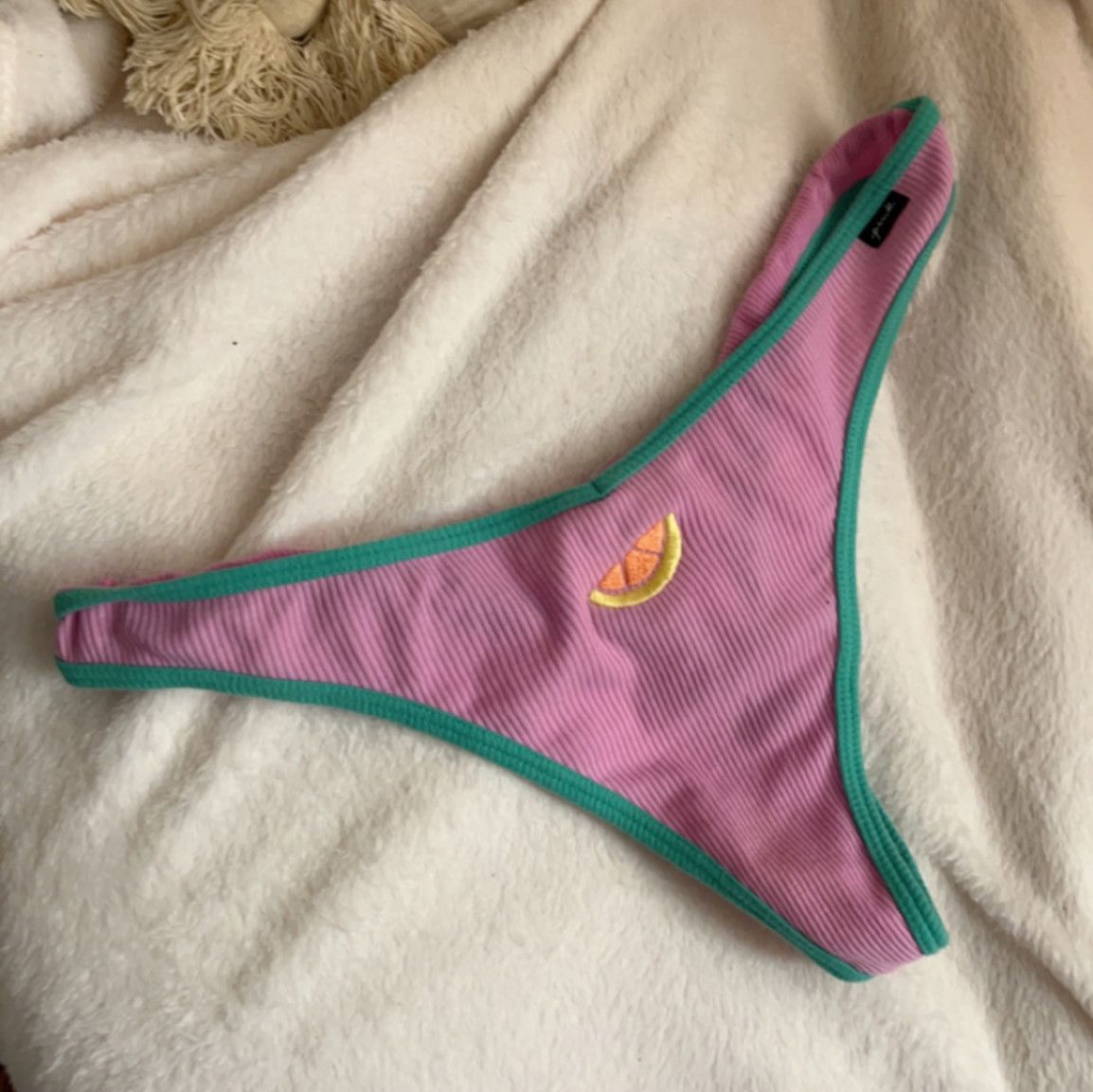 Juicy Fruity Ribbed Cotton PINK Victoria Secret Thong