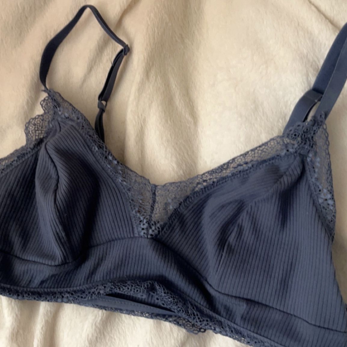 Comfy Colsie Ribbed Cotton Blue Bra Brami Bralette