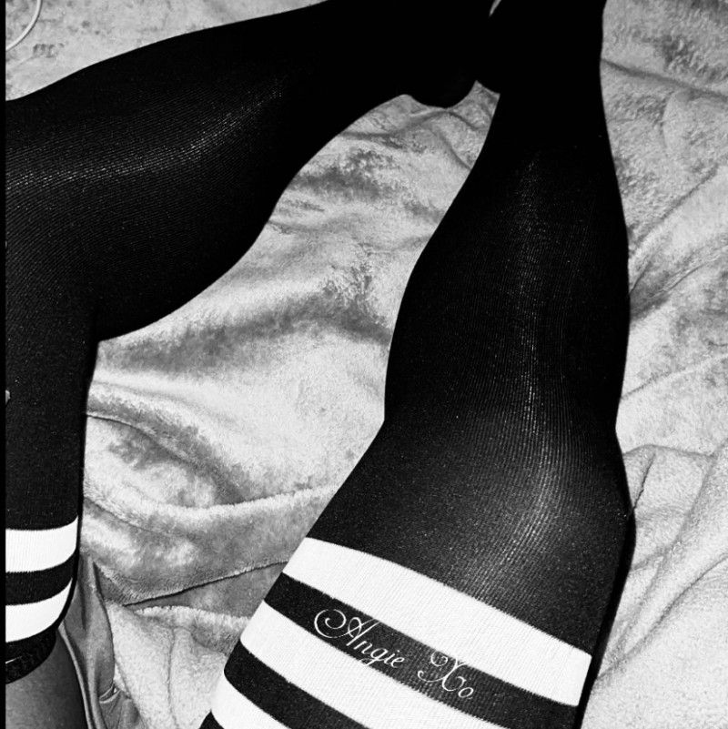 Black and White Striped Thigh Highs