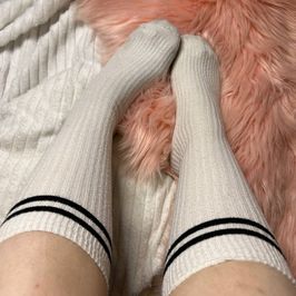 White knee socks with stripes