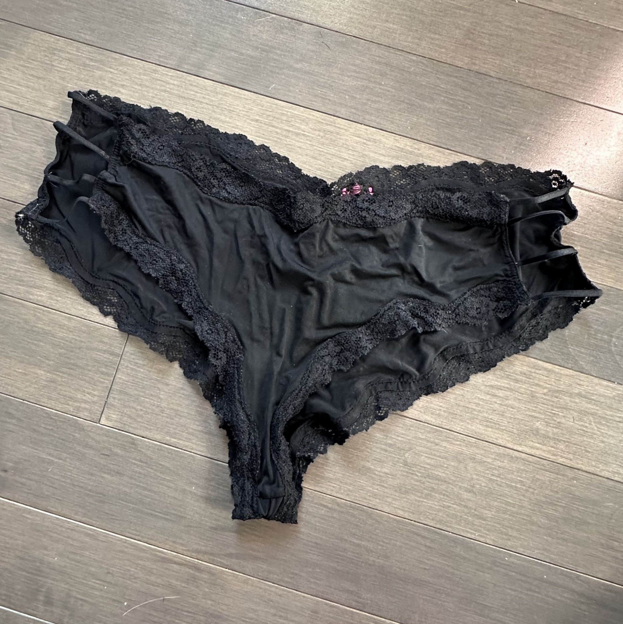 Silky Black Undies Strap Sides