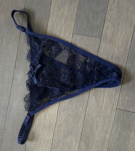 Navy Lace Thong