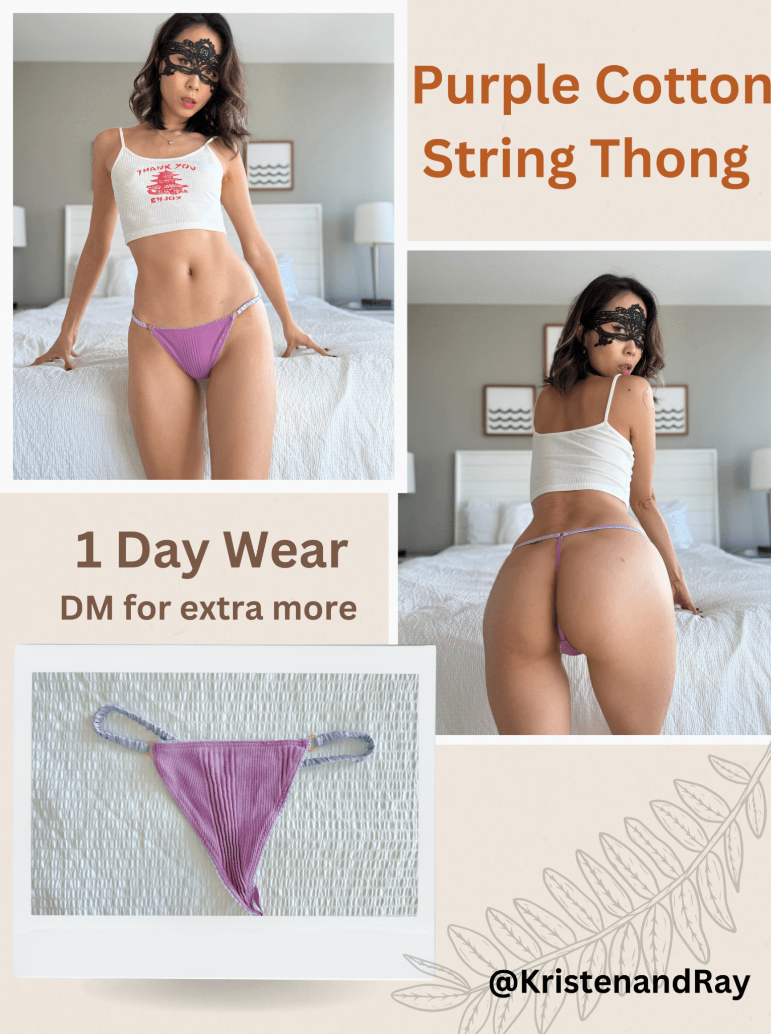 Purple Cotton String Thong