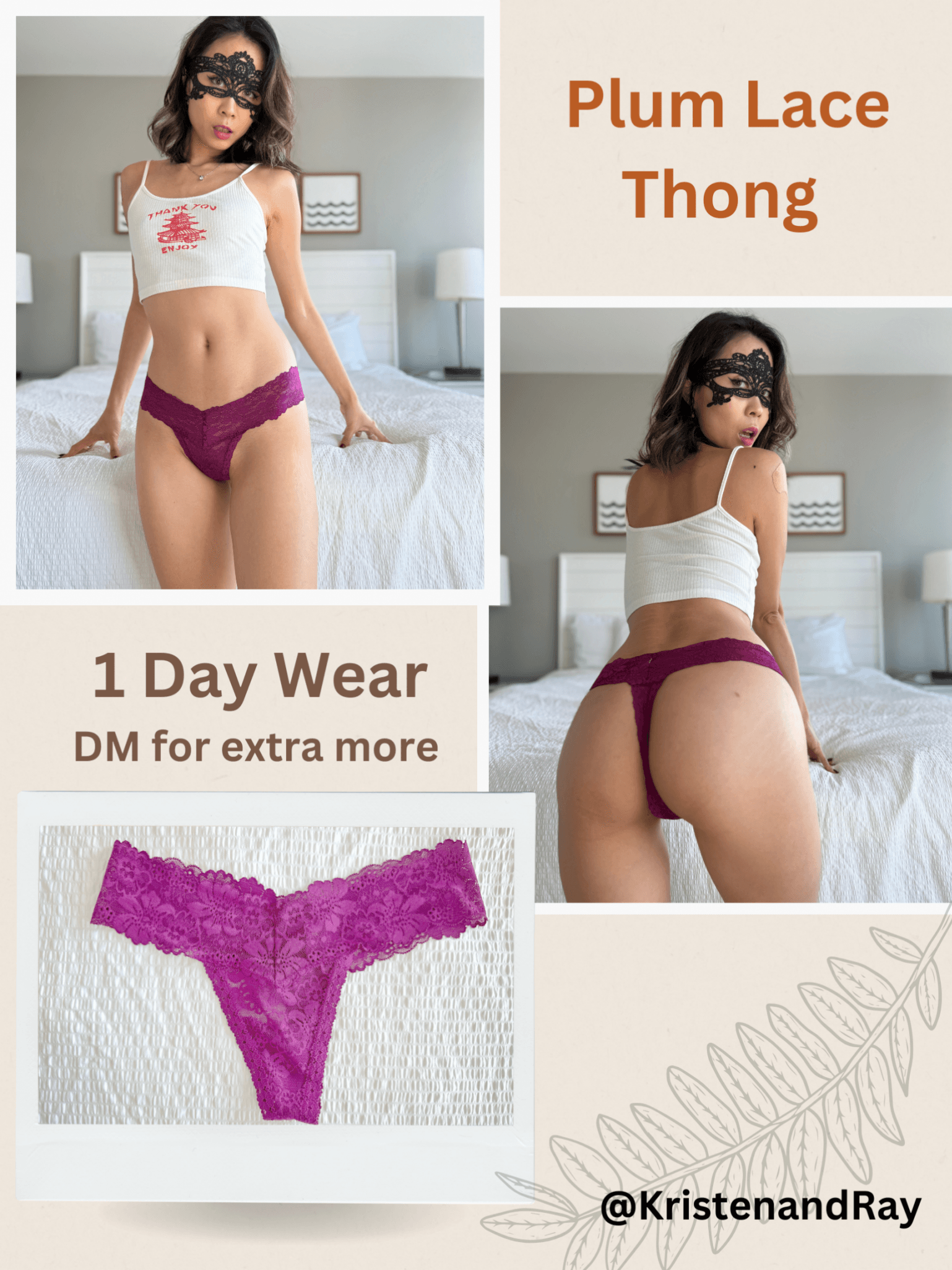 Plum Lace Thong SUPER SOFT