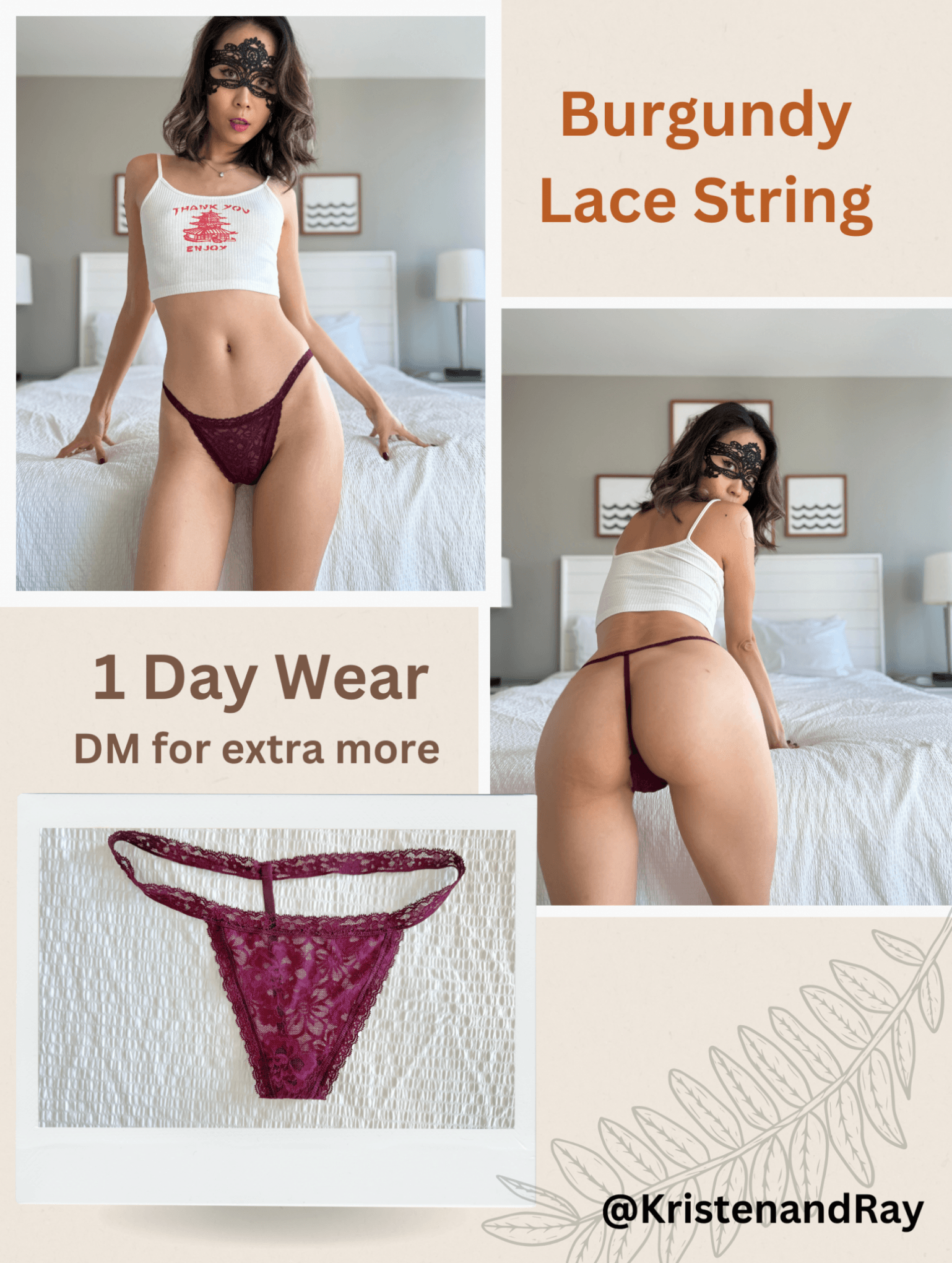 Burgundy Lace Thong EXTRA SOFT