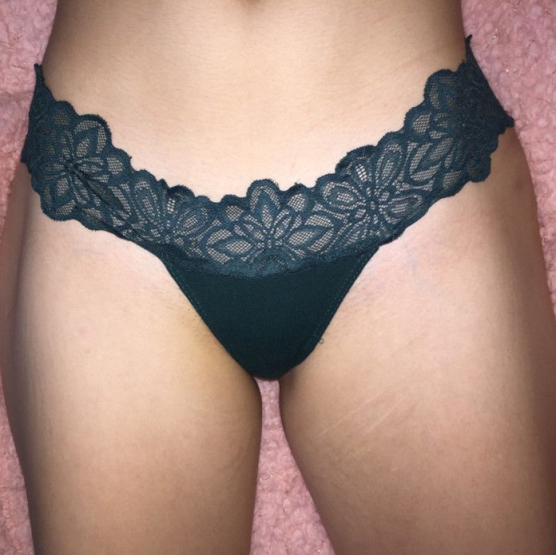 Teal Floral Lace Thong