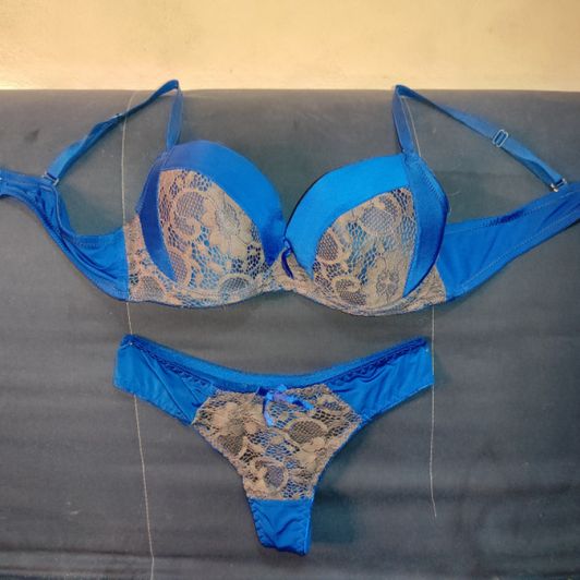 Blue and Gray Sexy Lingerie Set