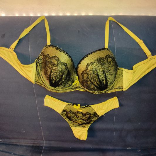 Used Black and Yellow Sexy Lingerie Set