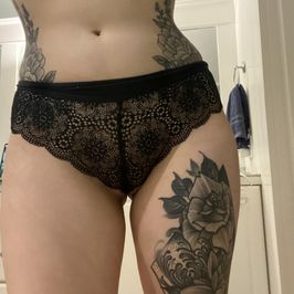 Pair of black lace panties