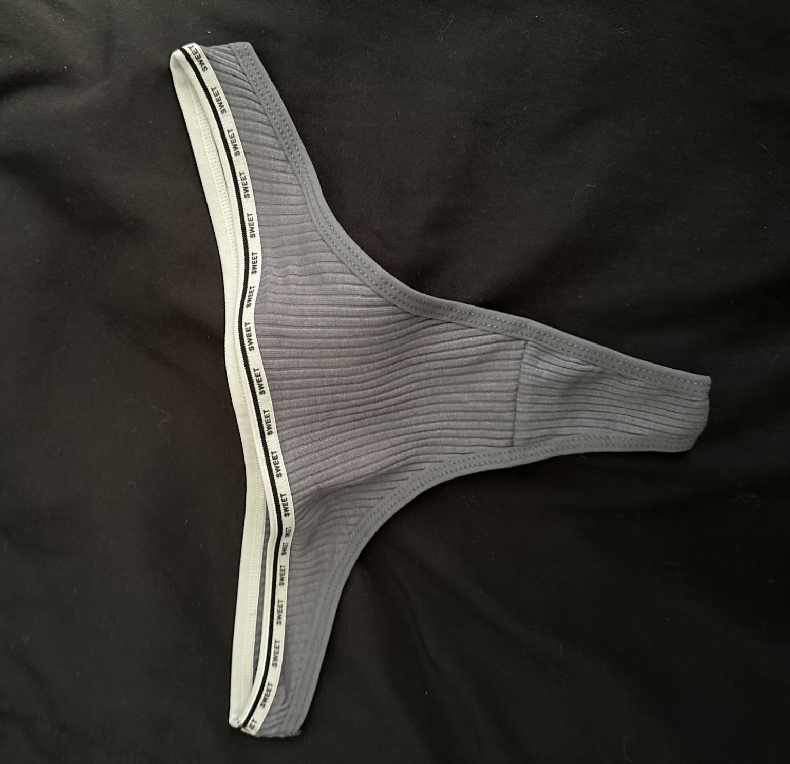 Light gray cotton thong