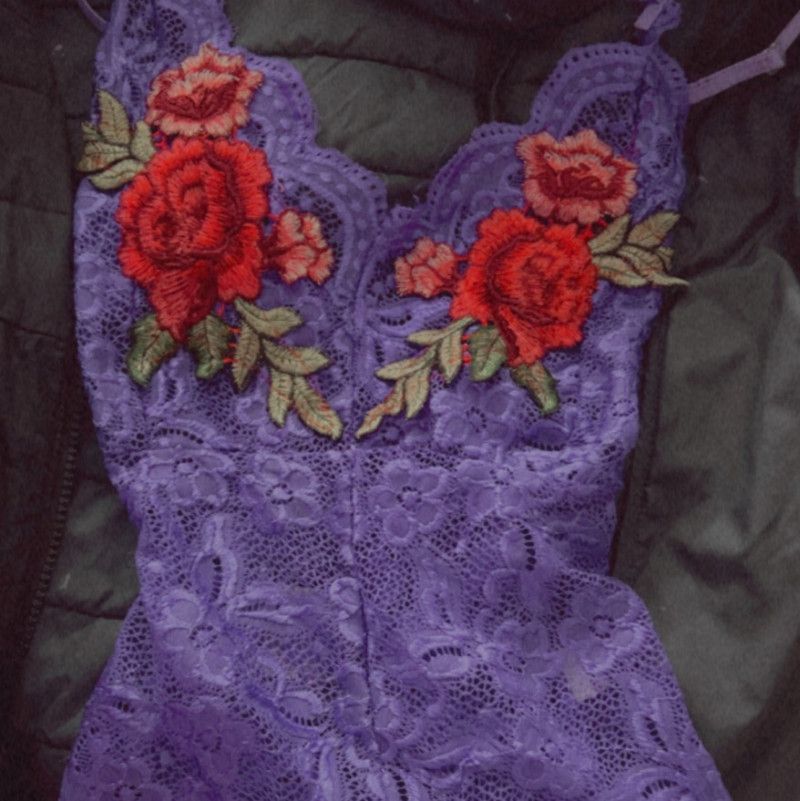 Purple lace teddy