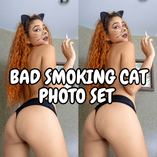 BAD SMOKING CAT PHOTO SET