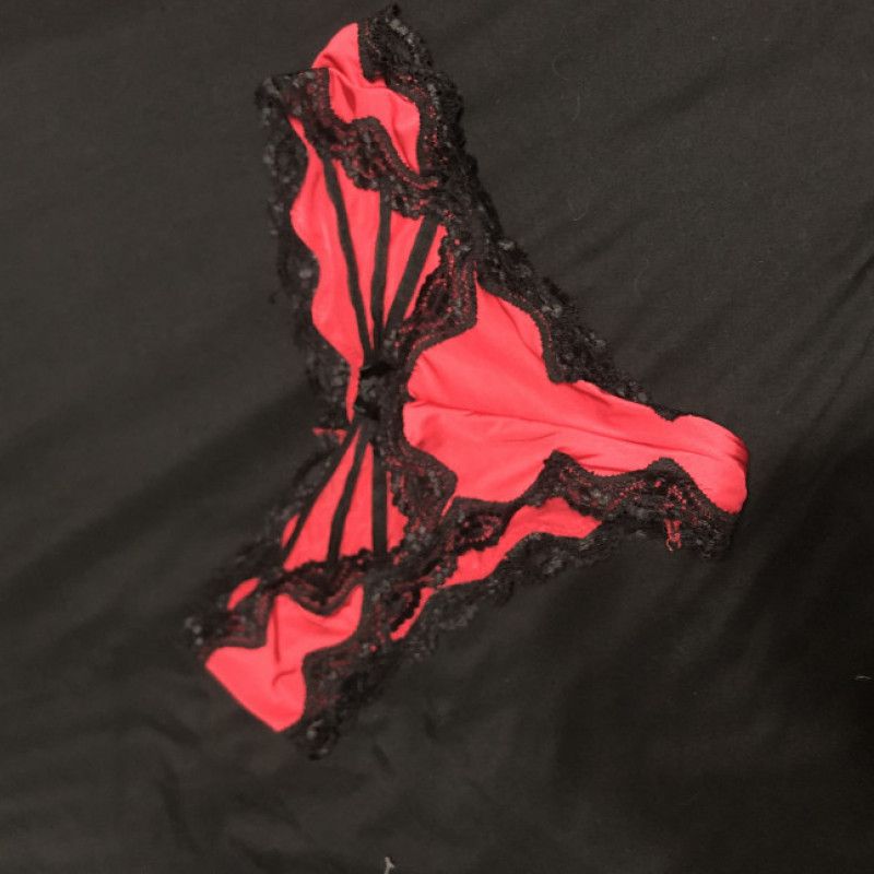 RED AND BLACK VICTORIAS SECRET PANTIES