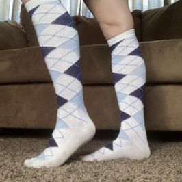 Blue Argyle Knee High socks