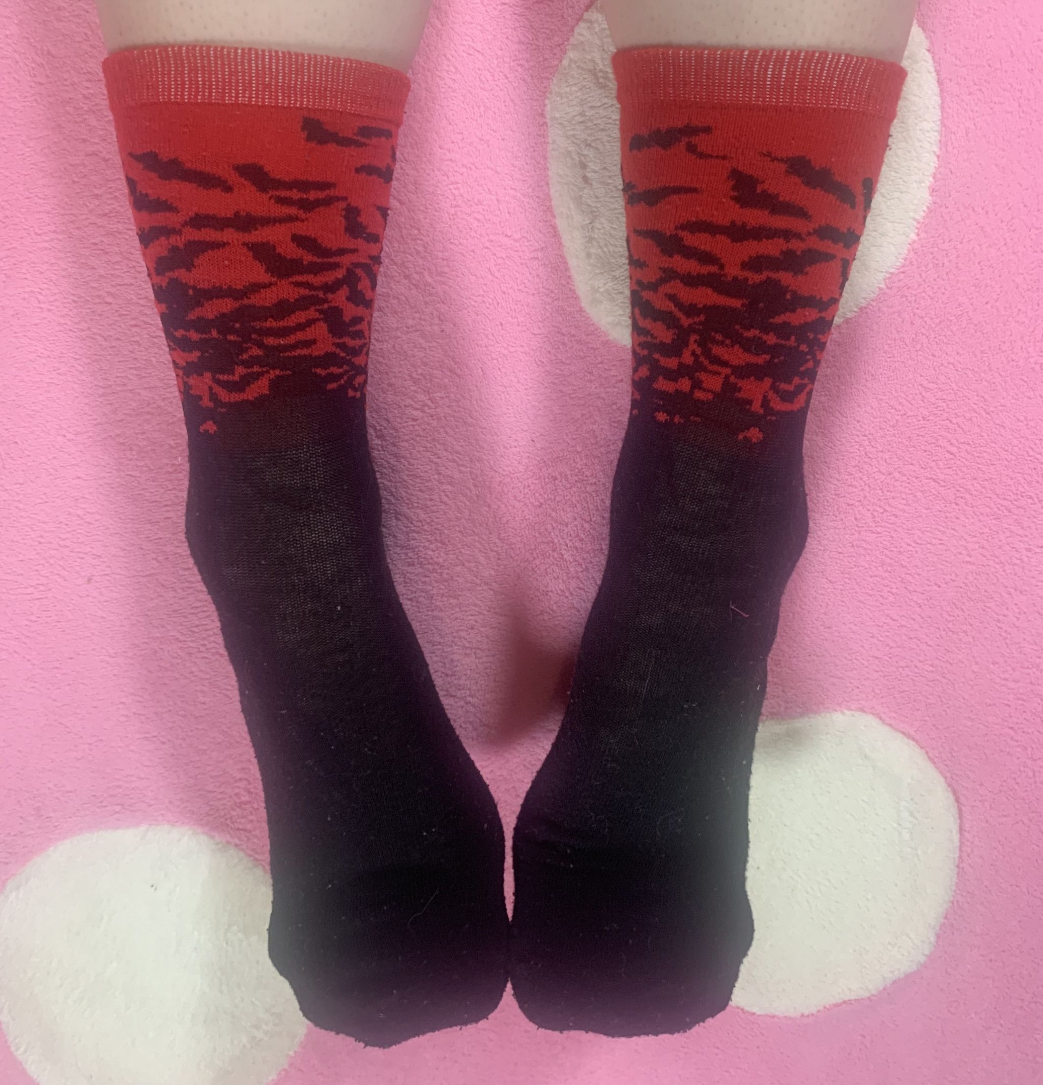 halloween bats red and black crew socks