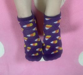 purple candy corn ankle socks