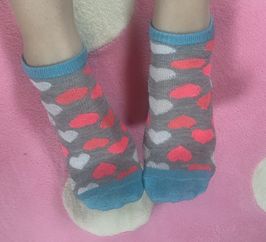 pink and blue heart ankle socks