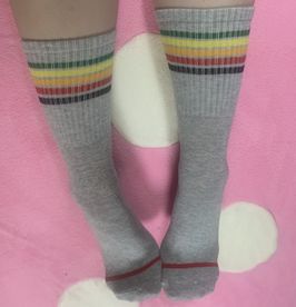 rainbow striped crew socks