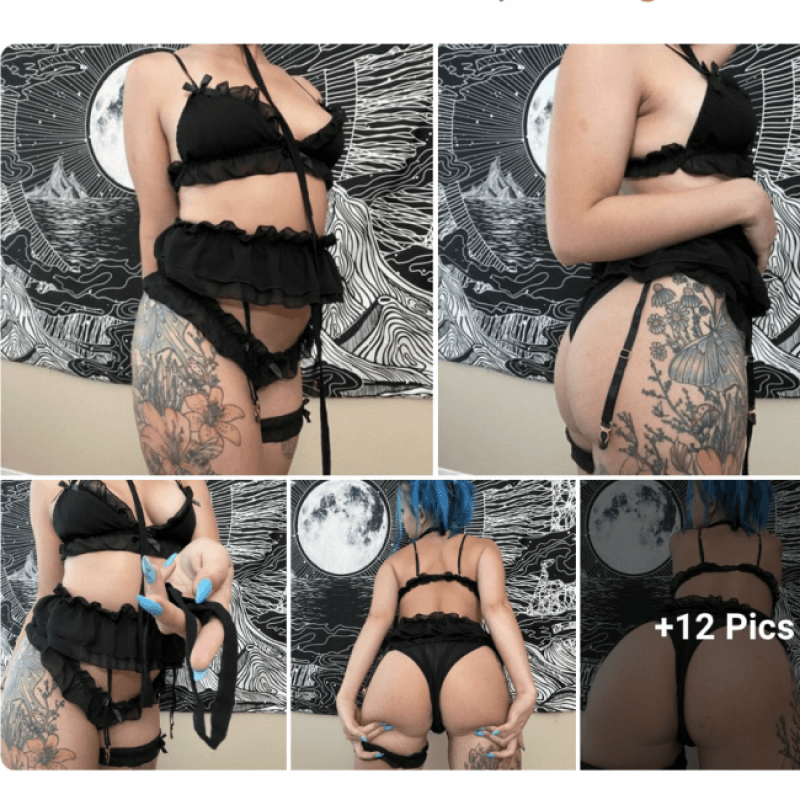 black frill lingerie photoset