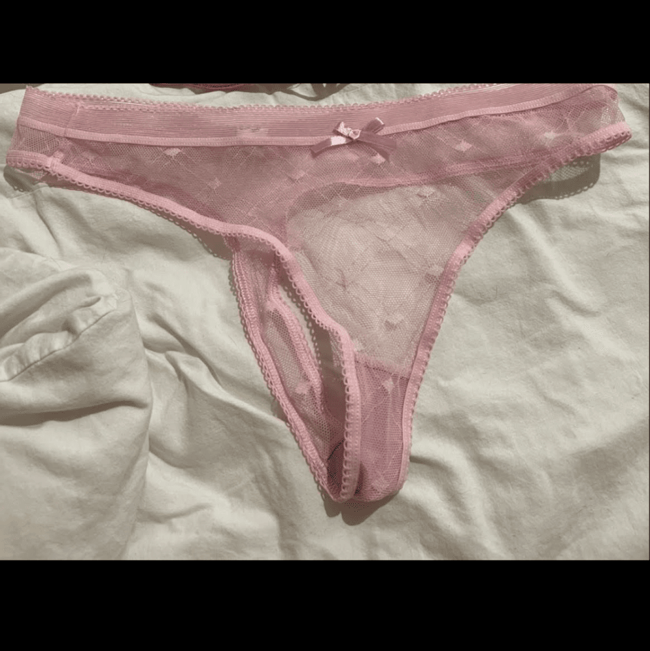 Mesh see through lace pink panties