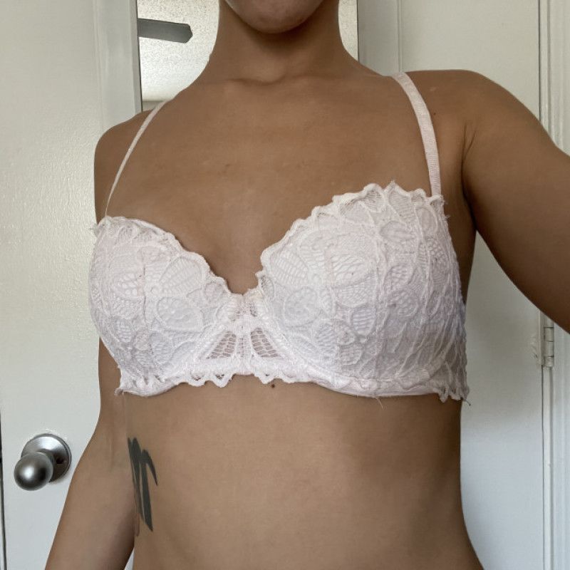 PINK white push up bra