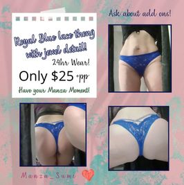 Royal Blue Lace Thong