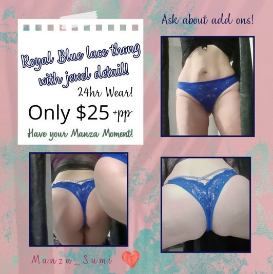 Royal Blue Lace Thong