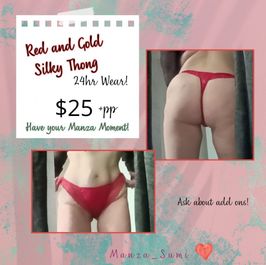 Silkyred and gold thong