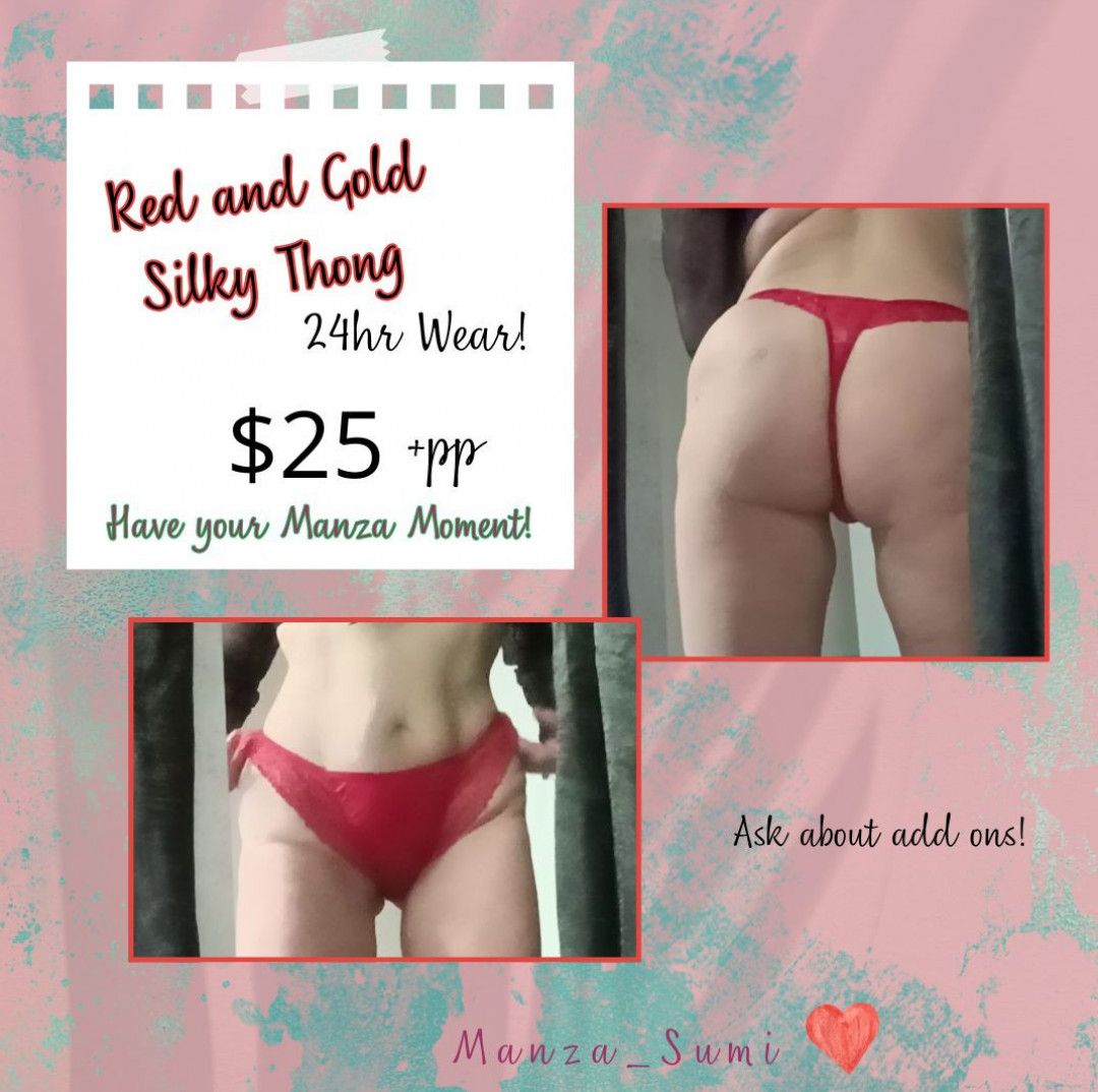 Silkyred and gold thong