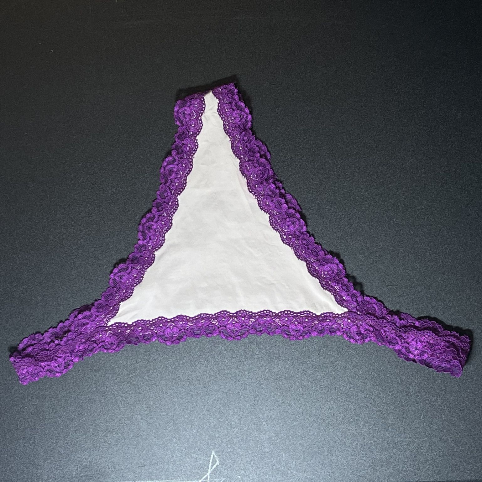 Mayas White and Purple Lace Thong