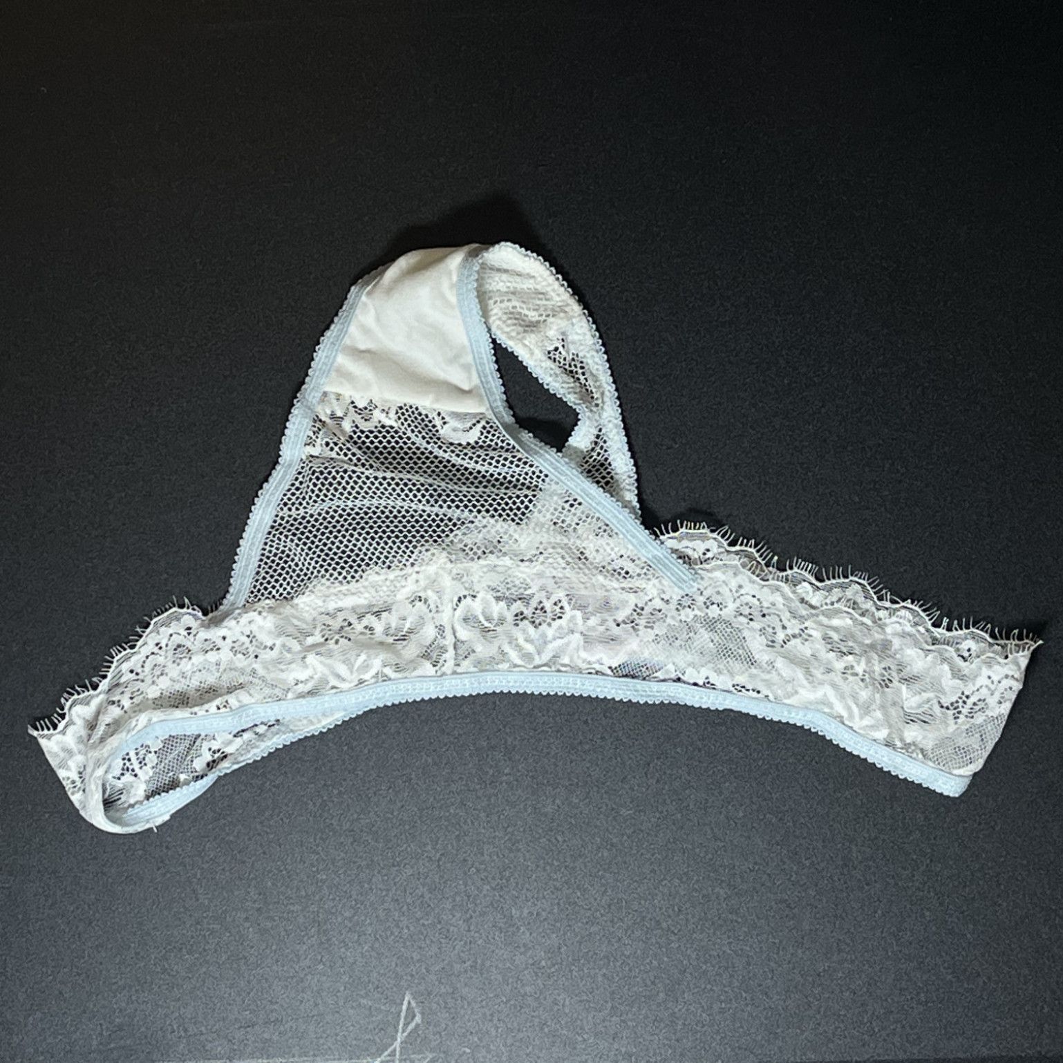 Mayas White Lacey Mesh Thong