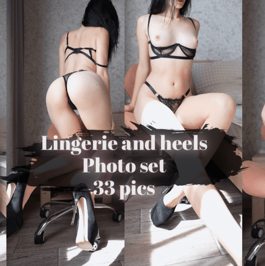 Mommy With Heels and Lingerie Photo Set