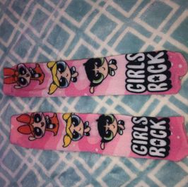 Knee high power puff girl socks