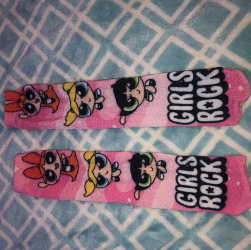 Knee high power puff girl socks