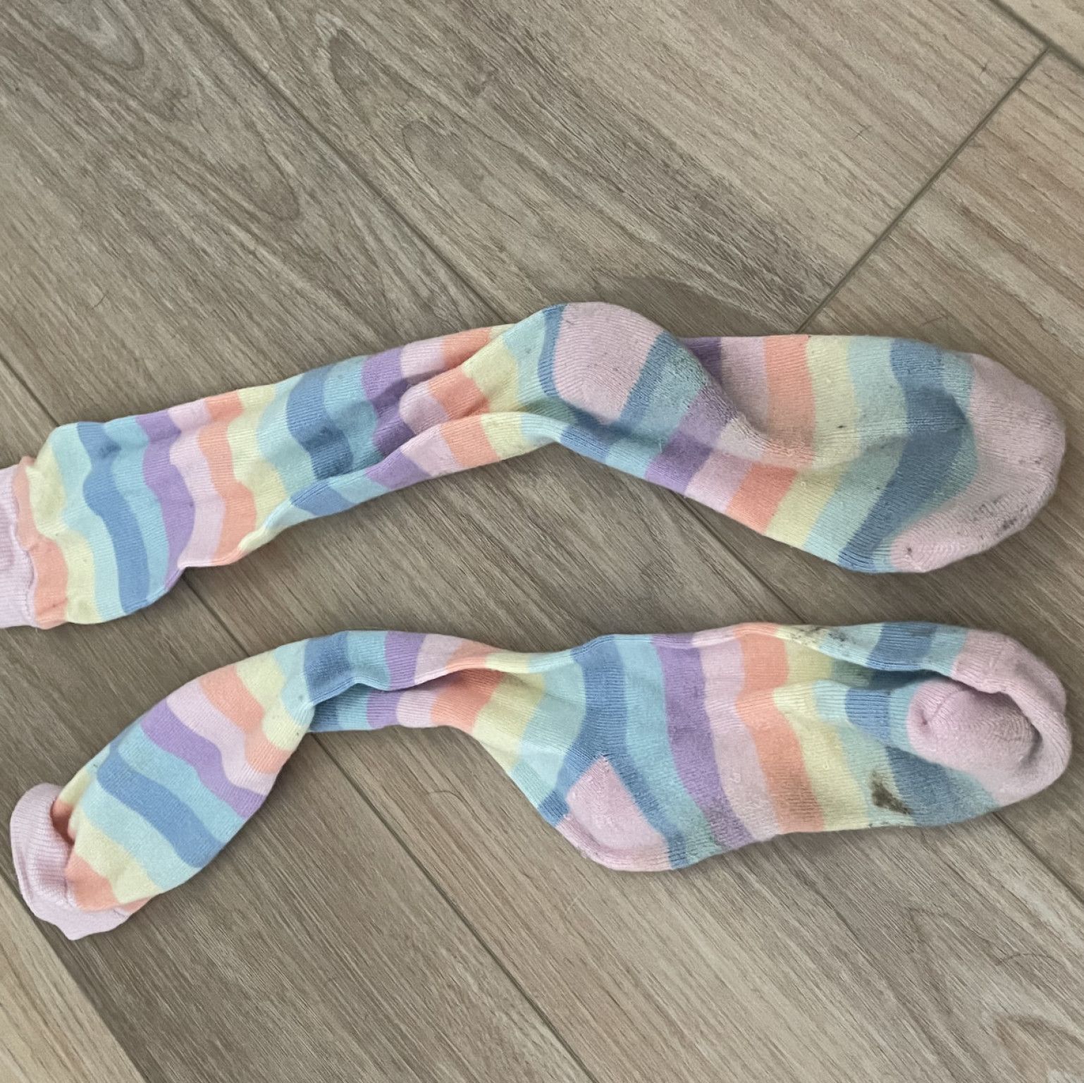 Colorful socks worn in scene