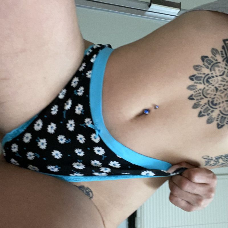 Blue and Black Floral Thong