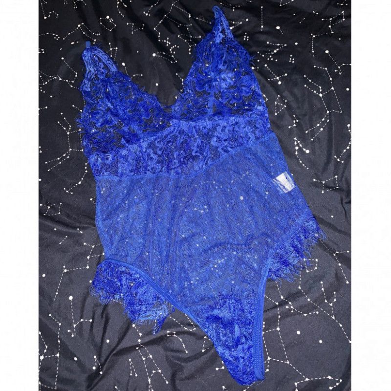 Blue Lace Lingerie Outfit One Piece