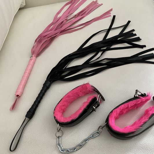 BDSM accessories 2 whips and cuffs