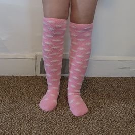 Fuzzy Pink Knee High Socks