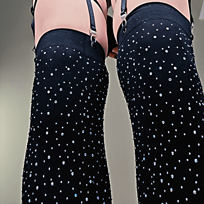 Black rhinestone stockings