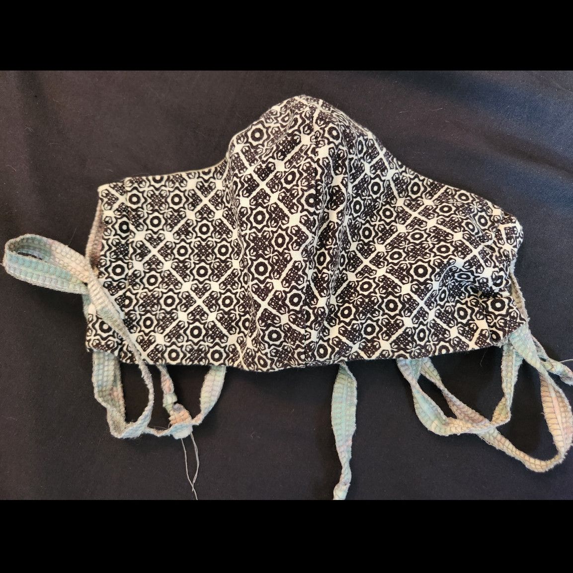 Used handmade fabric face mask