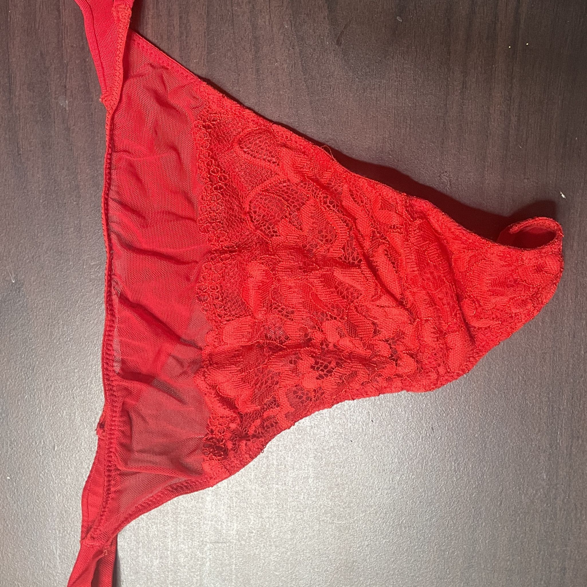 Red lace thong